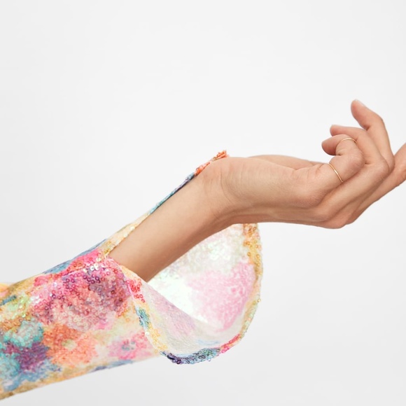 NWT ZARA PRINT SEQUIN BLOGGER SUMMER SHEER DRESS - Picture 6 of 8